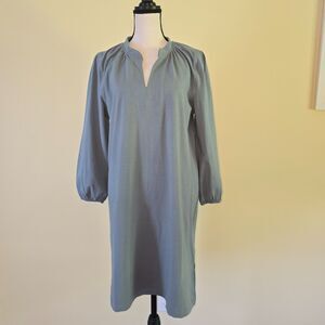 NWT Free Assembly Blousant Sleeve Split V Mini Dress Green Size Medium